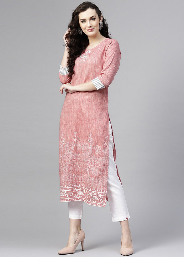 Pink Readymade Cotton Kurti