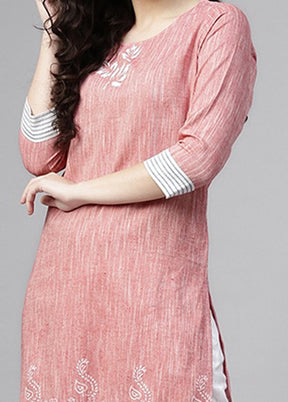 Pink Readymade Cotton Kurti