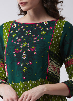 Green Readymade Rayon Kurti