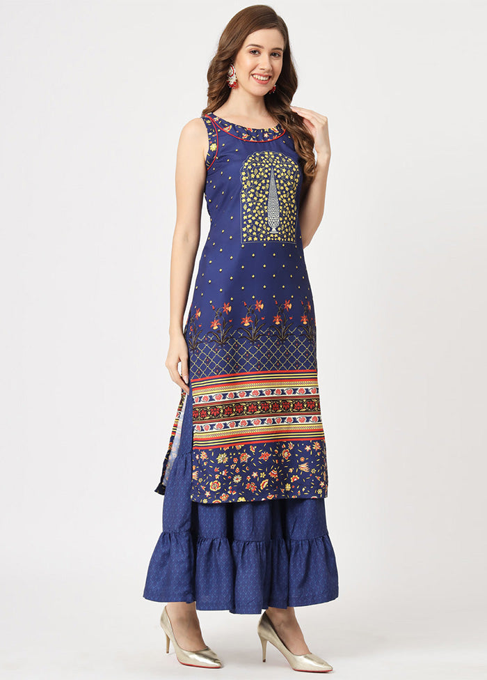 Navy Blue Readymade Rayon Kurti