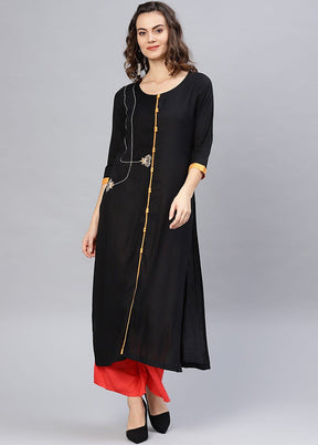 Black Readymade Rayon Kurti