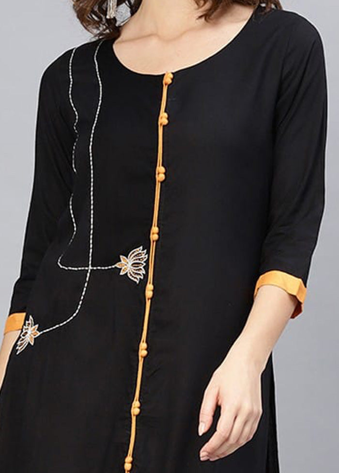 Black Readymade Rayon Kurti