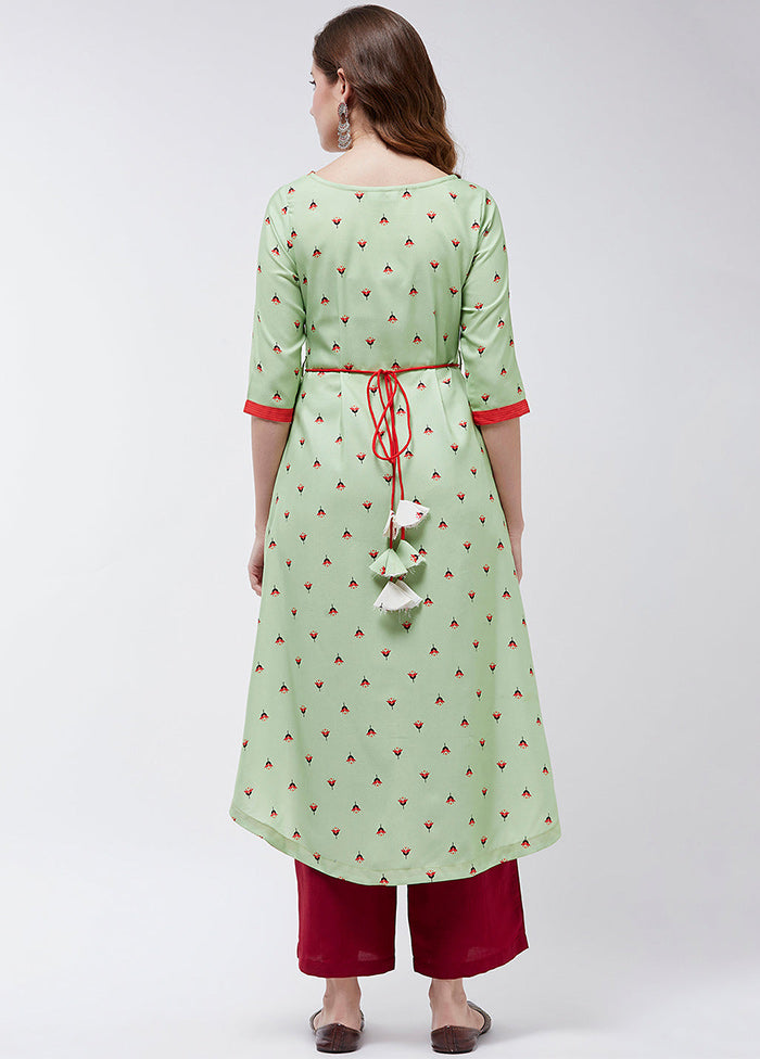 Green Readymade Rayon Kurti