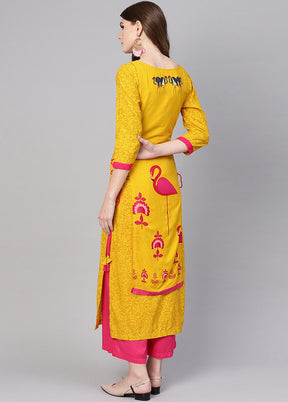 Yellow Readymade Rayon Kurti