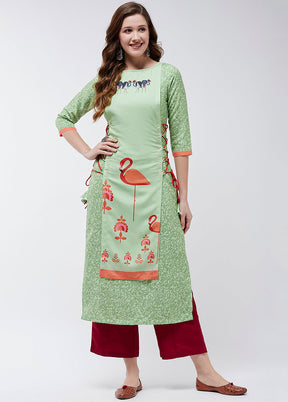 Green Readymade Rayon Kurti