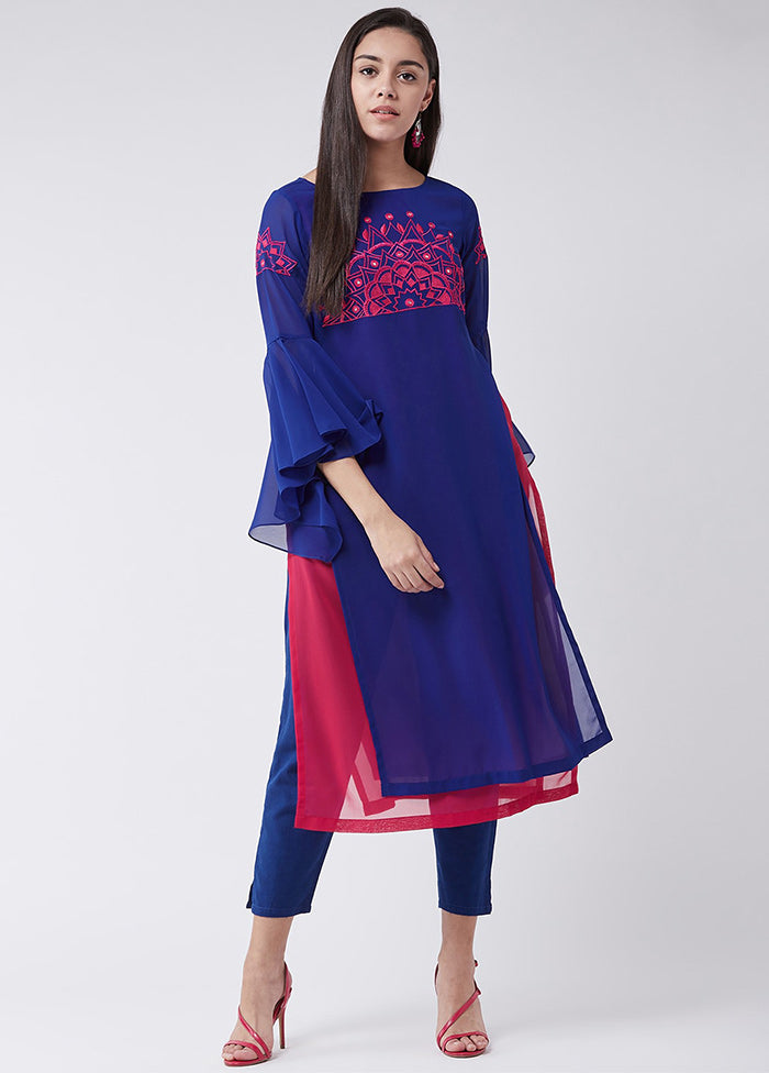 Royal Blue Readymade Georgette Kurti