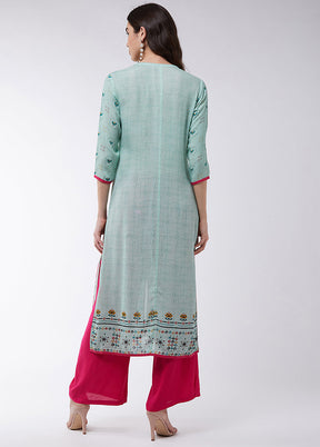 Green Readymade Rayon Kurti