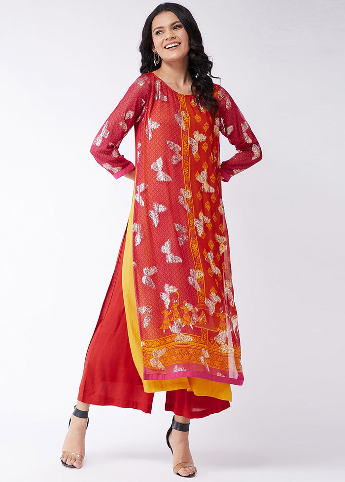 Red Readymade Georgette Kurti