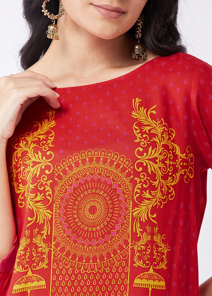 Red Readymade Silk Kurti