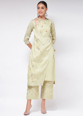 Pista Green Readymade Silk Kurti