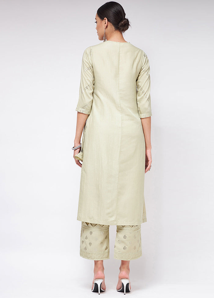 Pista Green Readymade Silk Kurti