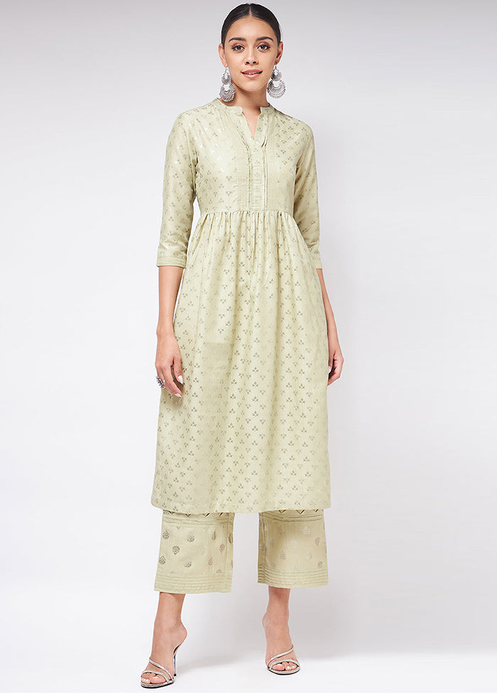 Pista Green Readymade Silk Kurti