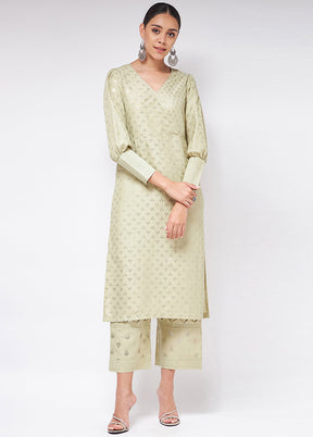 Pista Green Readymade Silk Kurti