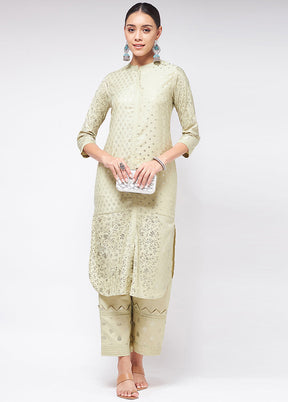 Pista Green Readymade Silk Kurti