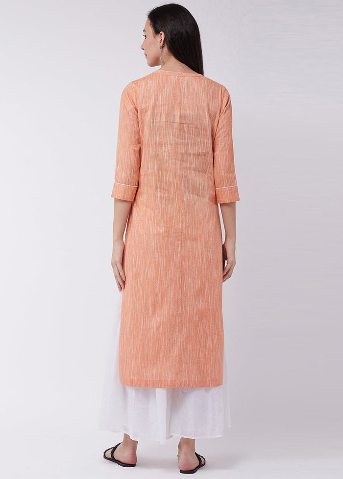 Orange Readymade Cotton Kurti