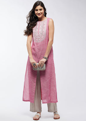 Pink Readymade Cotton Kurti