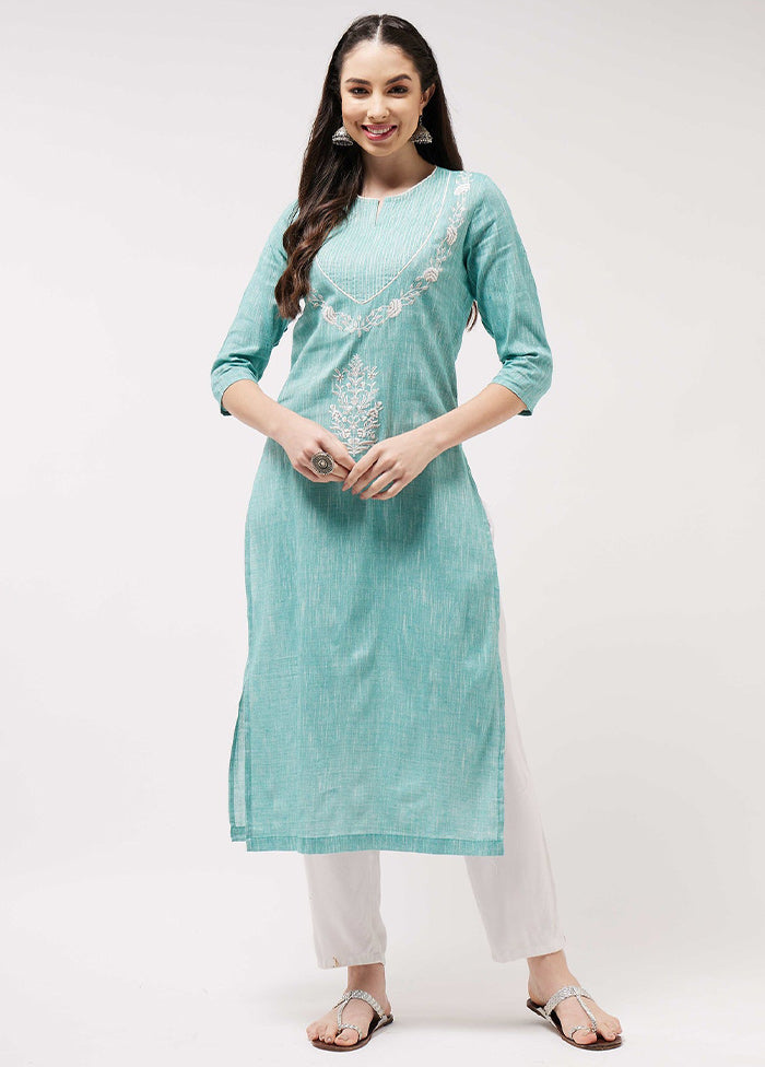 Green Readymade Cotton Kurti