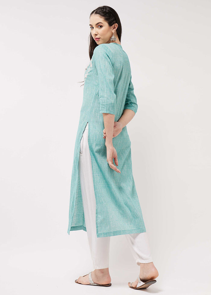 Green Readymade Cotton Kurti