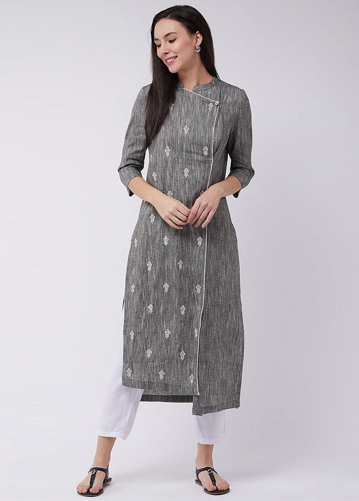 Grey Readymade Cotton Kurti