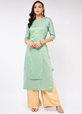 Green Readymade Cotton Kurti