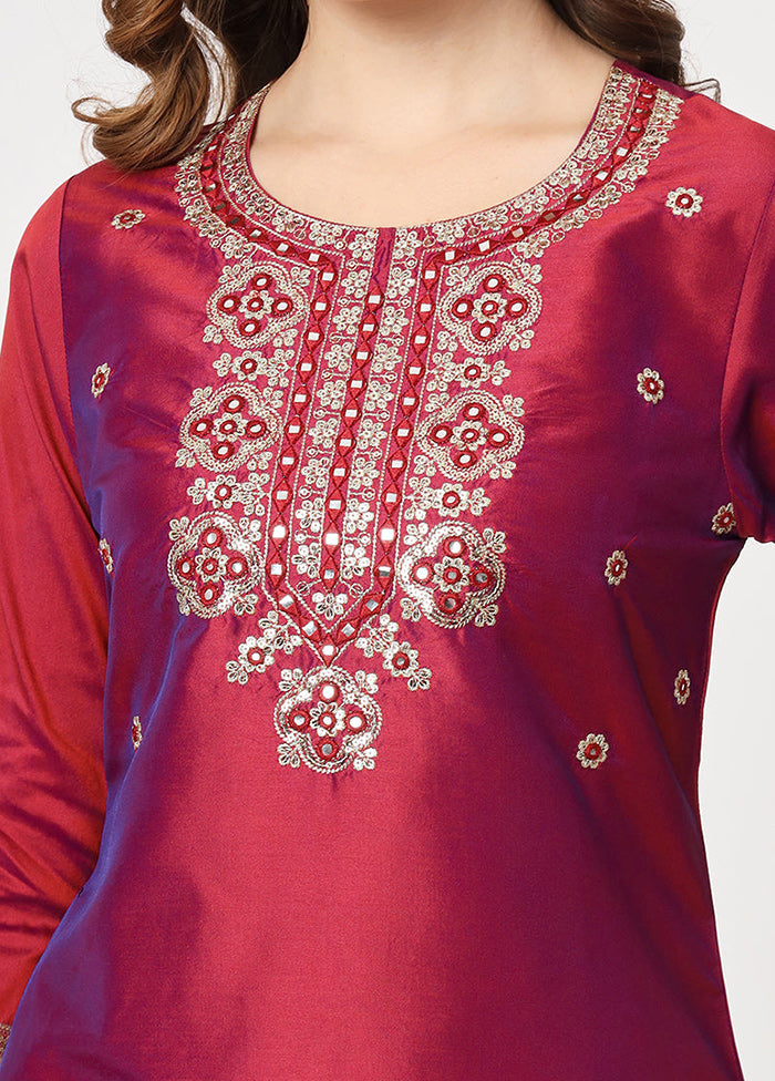 Maroon Readymade Silk Kurti