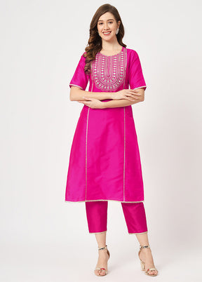 Pink Readymade Silk Kurti