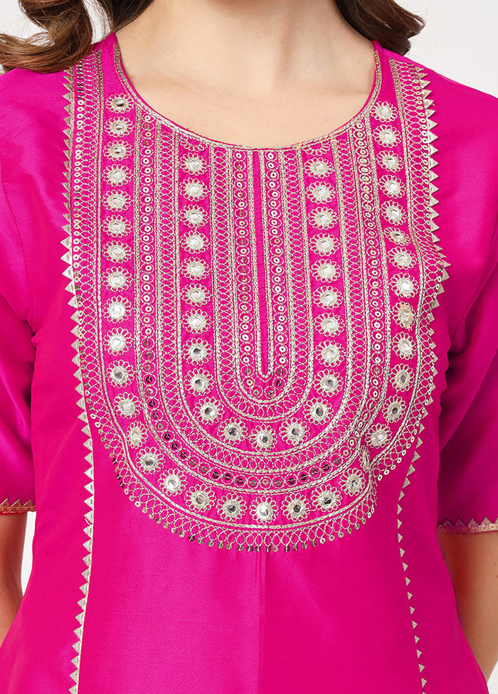 Pink Readymade Silk Kurti