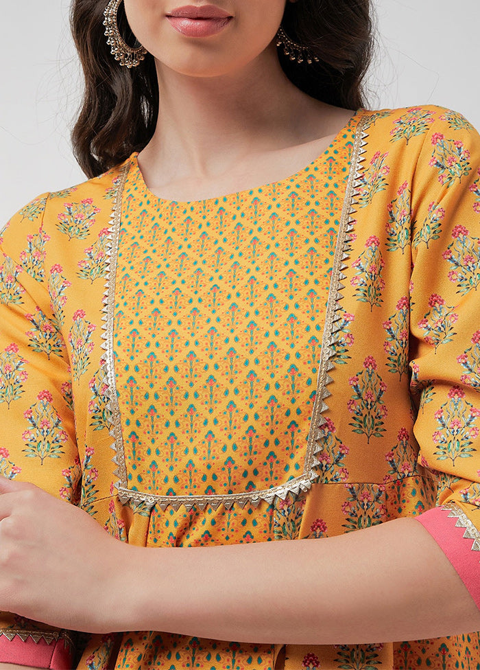 Yellow Readymade Rayon Kurti