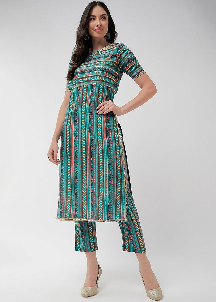 Green Readymade Rayon Kurti