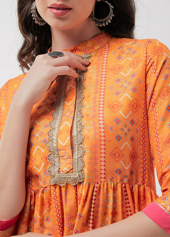 Orange Readymade Rayon Kurti