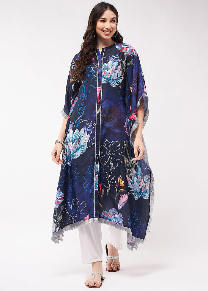 Navy Blue Readymade Rayon Kurti