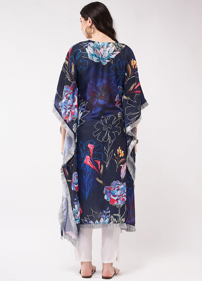 Navy Blue Readymade Rayon Kurti