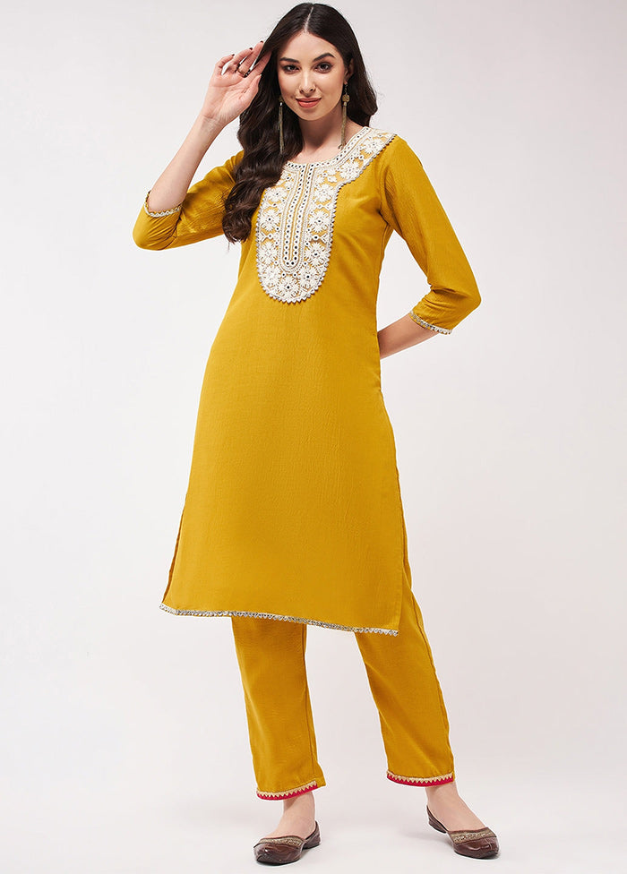 Mustard Readymade Silk Kurti