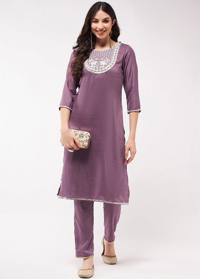 Purple Readymade Silk Kurti