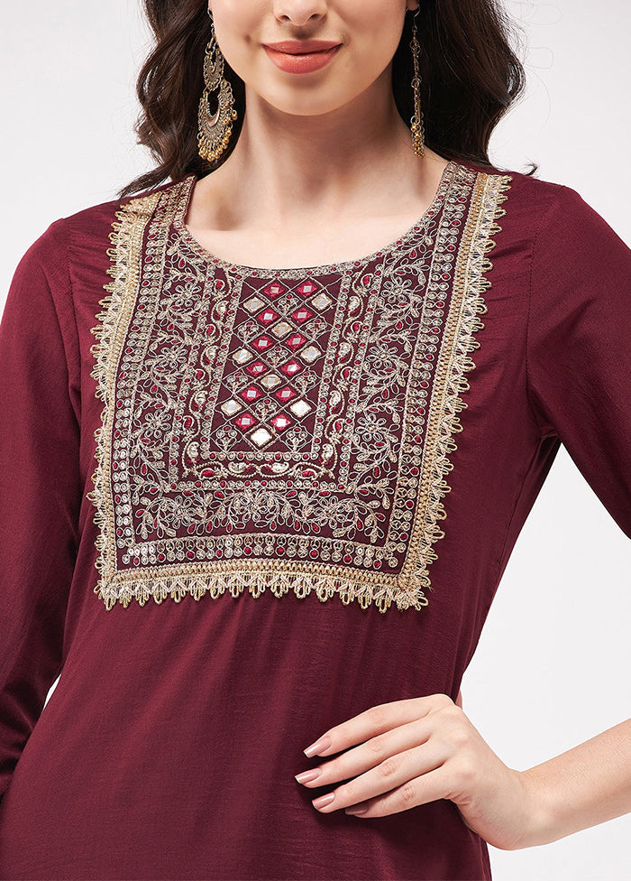 Maroon Readymade Silk Kurti