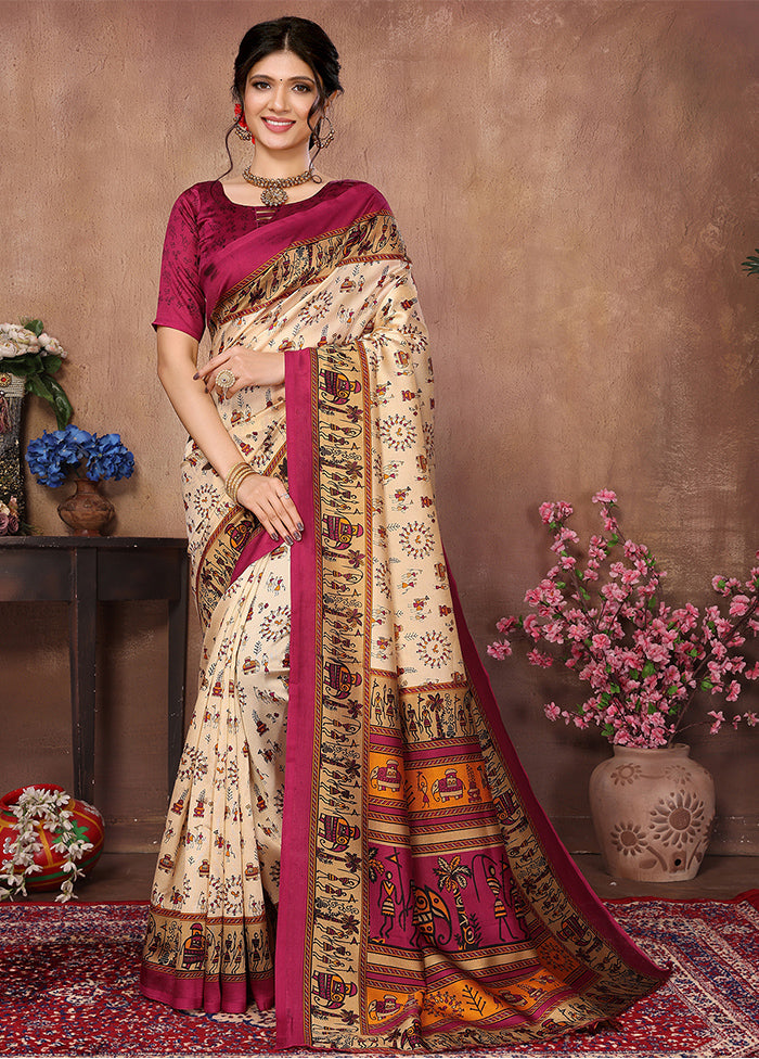 Chiku Dupion Silk Saree With Blouse Piece