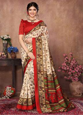 Chiku Dupion Silk Saree With Blouse Piece