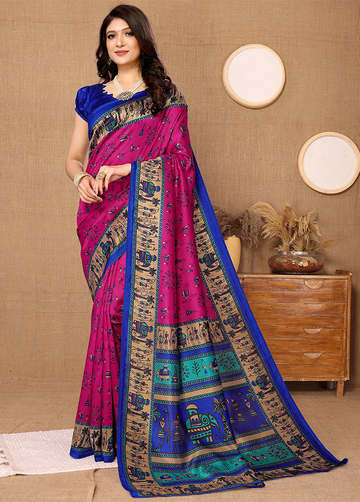 Pink Dupion Silk Saree With Blouse Piece