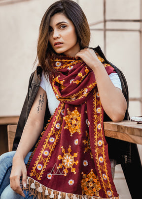 小物 Yoli Silk cotton khadi scarf Maroon Cotton Scarf