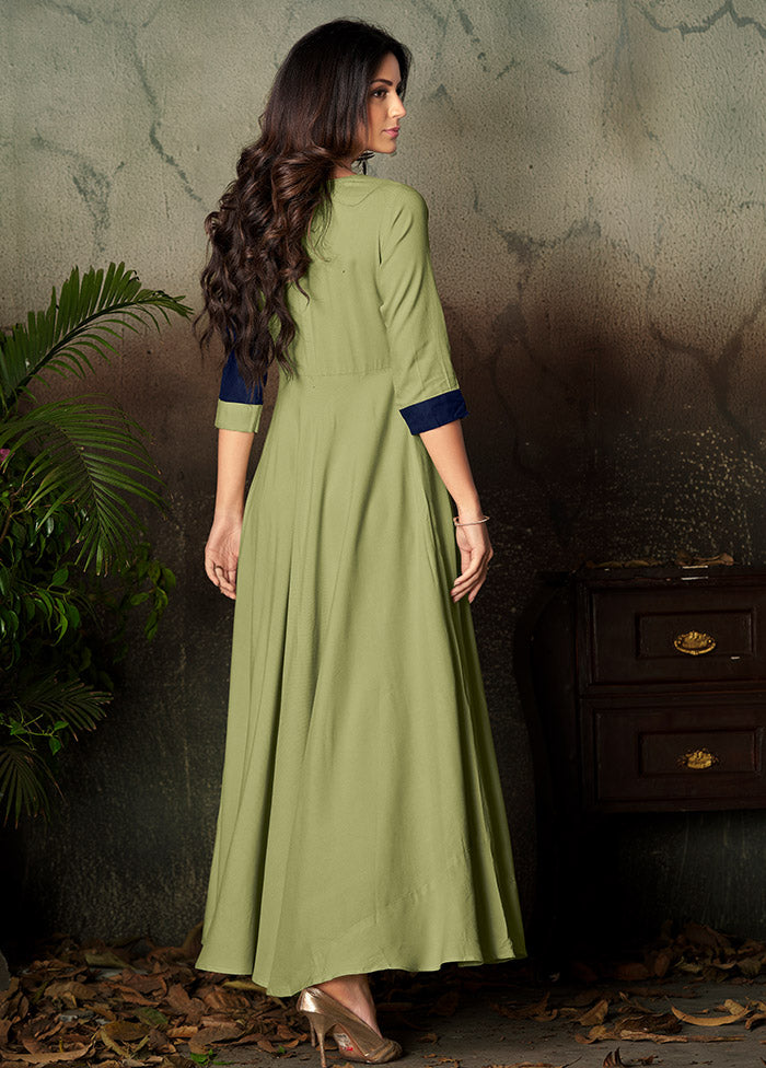 Light Green Readymade Rayon Gown - Indian Silk House Agencies