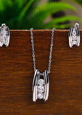 925 Sterling Silver Glossy Pendant Set