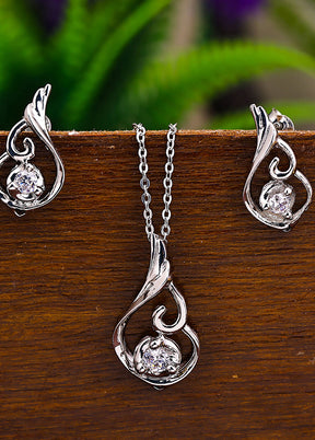 925 Sterling Silver Glossy Pendant Set