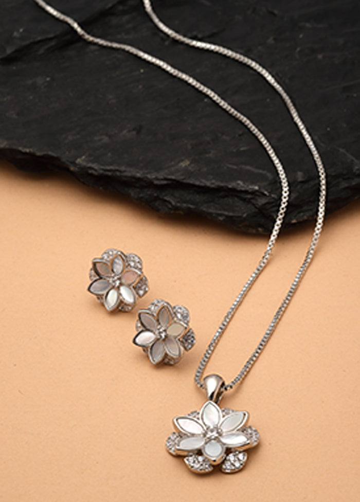 925 Sterling Silver Glossy Pendant Set