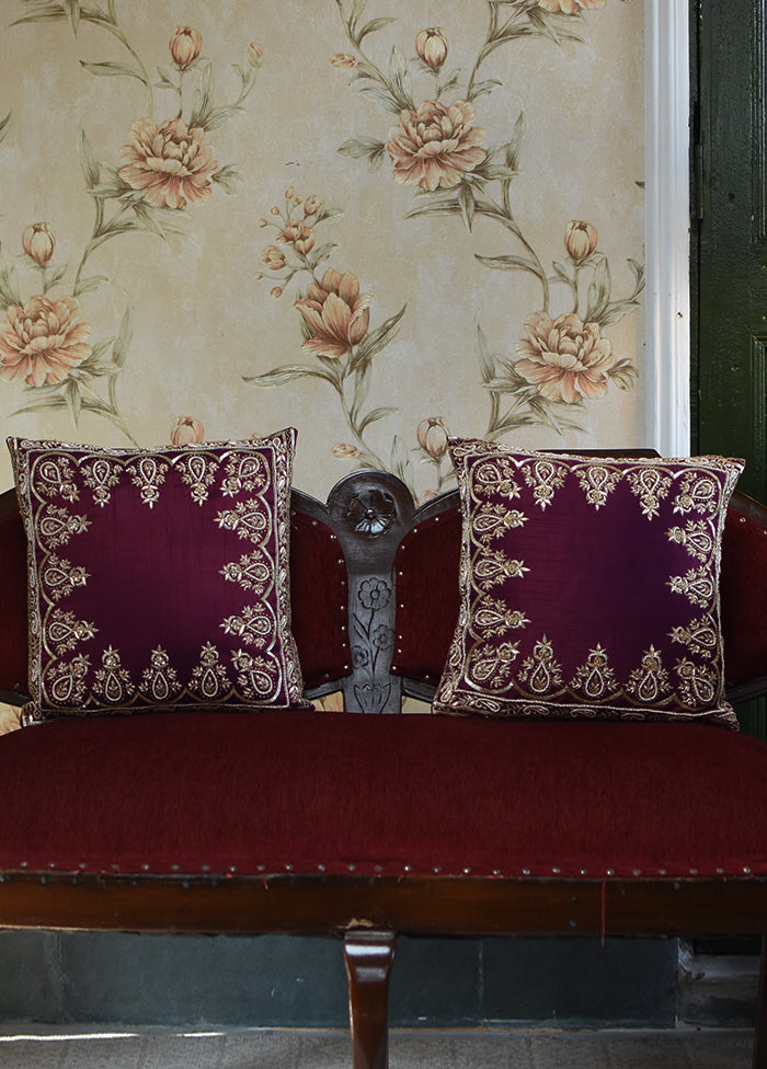 Hand Embroidered Floral Motif Cushion Cover