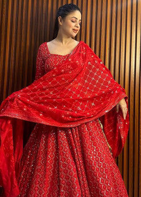 3 Pc Multicolor Georgette Semi Stitched Lehenga Set - Indian Silk House Agencies