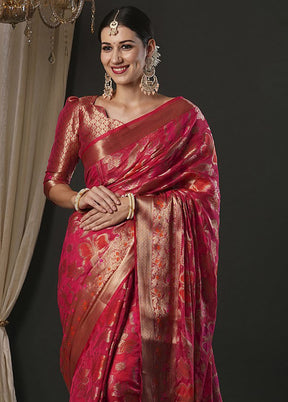 Pink Organza Saree With Blouse Piece