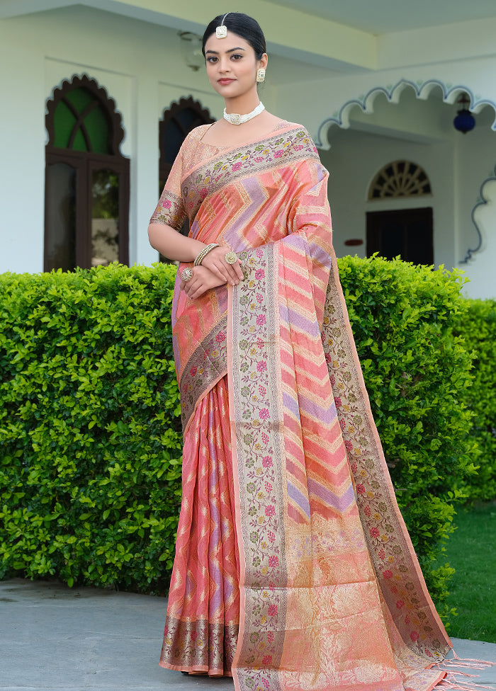 Pink Silk Saree With Blouse Piece - Indian Silk House Agencies