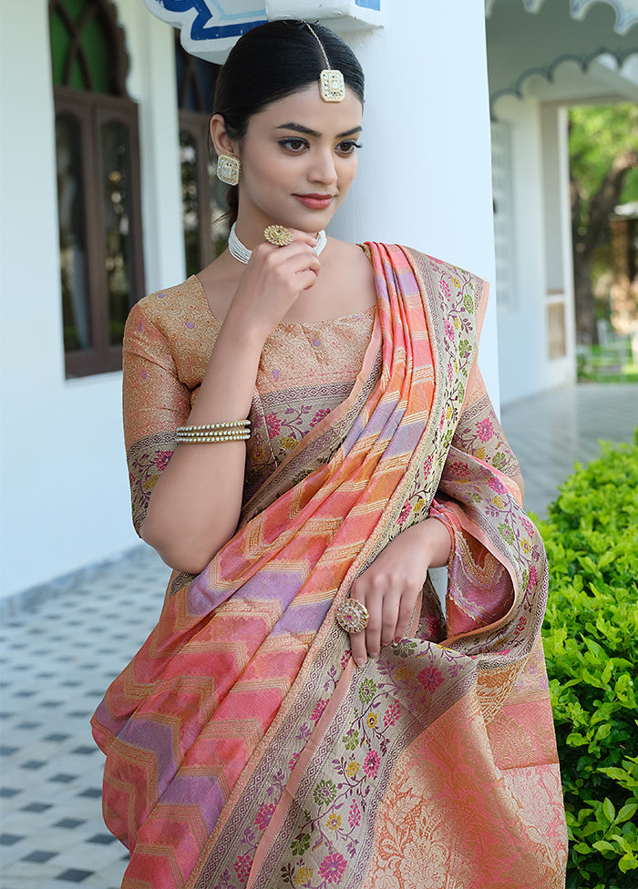 Pink Silk Saree With Blouse Piece