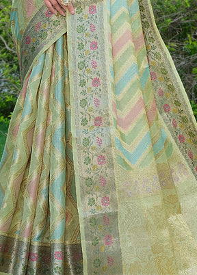 Pista Green Silk Saree With Blouse Piece - Indian Silk House Agencies