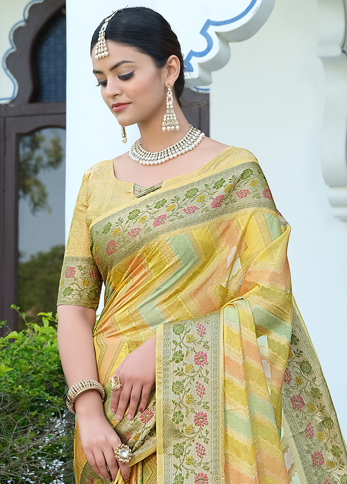 Yellow Silk Saree With Blouse Piece - Indian Silk House Agencies